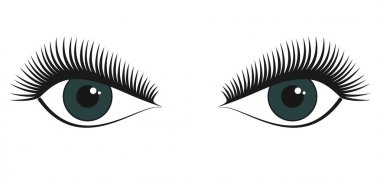 Couple of green female beautiful stilized eyes clipart