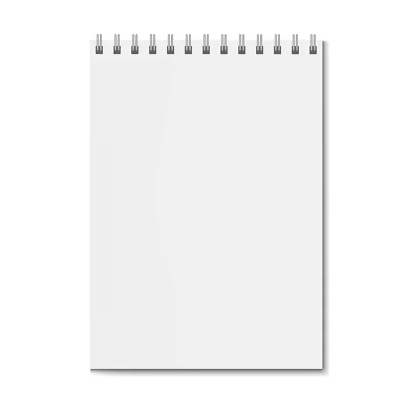 Maqueta de cuaderno rectangular vertical realista en blanco — Vector de stock