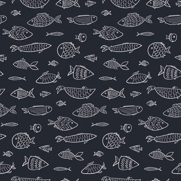 Beyaz anahat balıklar ile Seamless Modeli