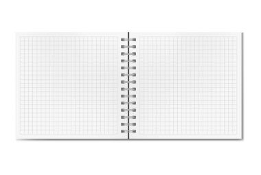 Gerçekçi kare çizgili sketchbook mockup açıldı