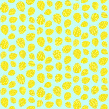 Mavi süslü sarı yumurtalı Paskalya desen