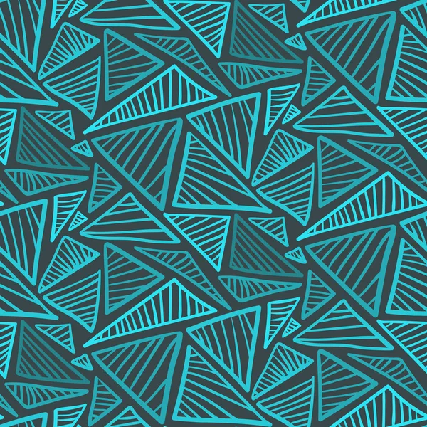 Seamless mönster med kall blå scribble trianglar — Stock vektor