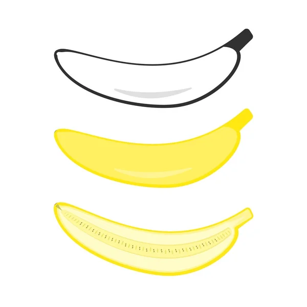 Ensemble plat demi-vecteur jaune et banane complète — Image vectorielle