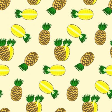 Parlak çizgi film tam ve yarım ananas desen