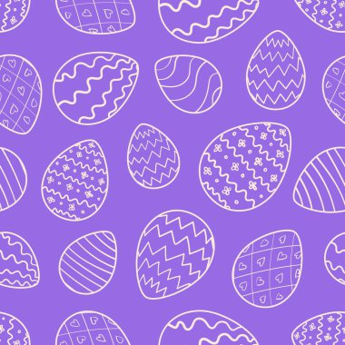 Mor üzerinde anahat yumurtalı Paskalya desen