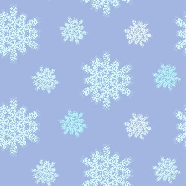 Χωρίς ραφή πρότυπο με ελαφρύ μπλε νιφάδες χιονιού — Διανυσματικό Αρχείο
