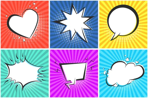 Çizgili arka plan üzerinde beyaz retro konuşma balonları