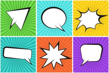 Konuşma balonları ile renkli çizgili arka planlar