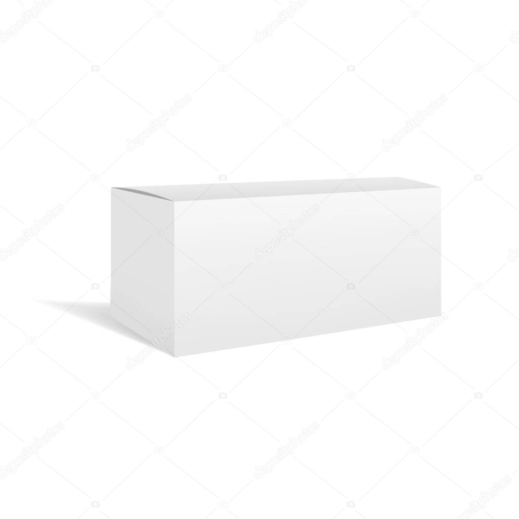 White vector rectangular horizontal box mockup