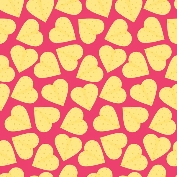 Cute seamless pattern with yellow tortillas hearts — Stock Vector