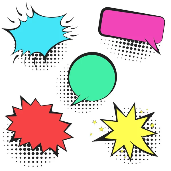Ensemble de bulles de discours comiques rétro colorées et lumineuses — Image vectorielle