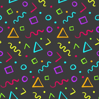 Hipster Dikişsiz desen renk şekillerle