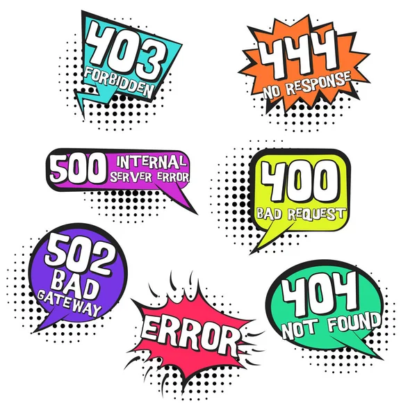 Retro konuşma balonları inernet sayfa hataları ile