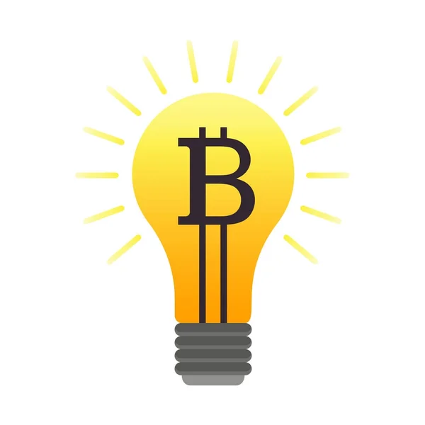 Ampoule vectorielle colorée avec Bitcoin crypto-monnaie — Image vectorielle