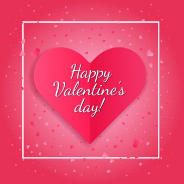 Parlak Sevgililer günü kartı pembe kağıt kalp ile