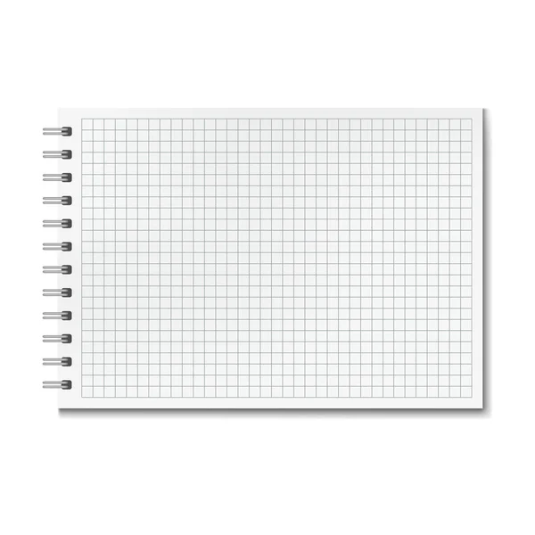 Horizontal vector realistic graph ruled notebook — Stock Vector
