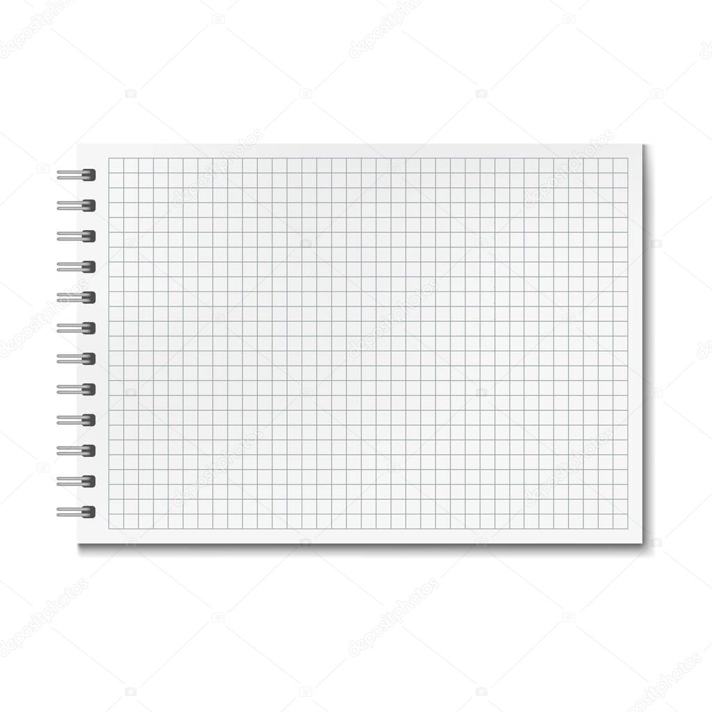 Horizontal vector realistic graph ruled notebook