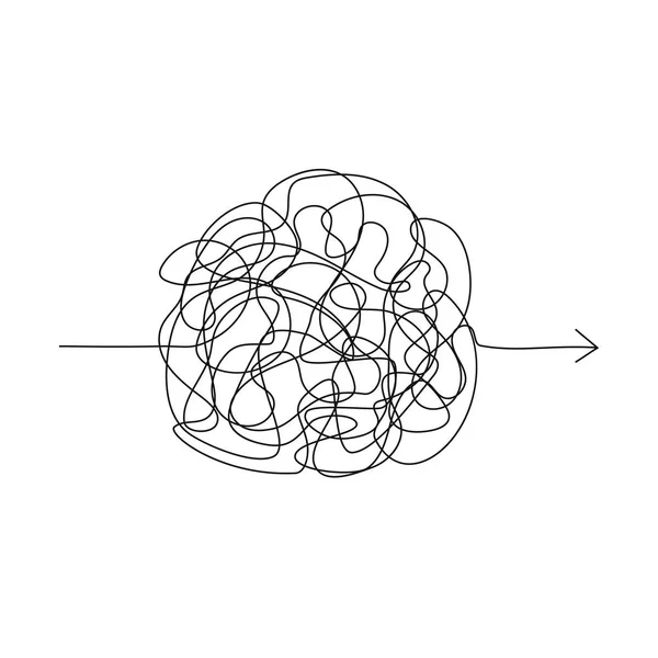 Symbole de chemin compliqué, chaos, flèche de passage — Image vectorielle