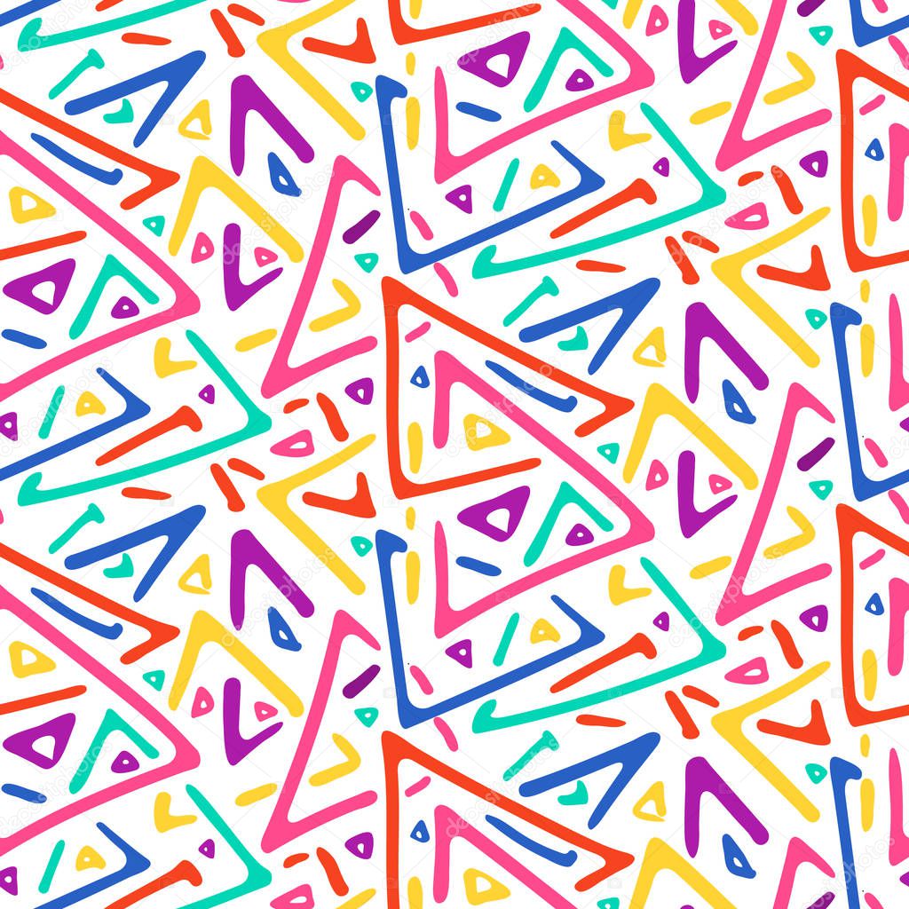 Light colorful sketch triangles seamless pattern