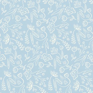 İhale mavi bahar el çekilmiş çiçek desenli