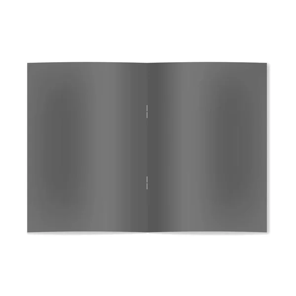 Caderno preto aberto realista, brochura sobre grampo — Vetor de Stock