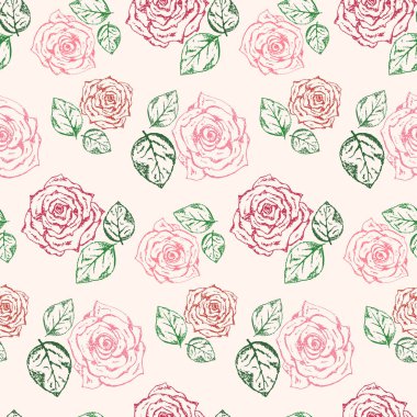 Güzel pembe gül buketi yaprak desenli