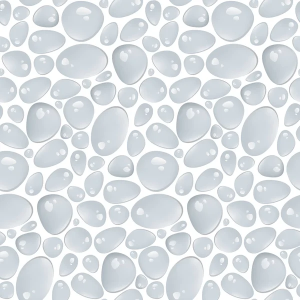 Gris brillante gotas de agua o piedras patrón sin costura — Vector de stock