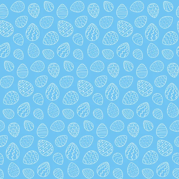 Ładny wzór zarys jajka na niebiesko na Wielkanoc — Wektor stockowy