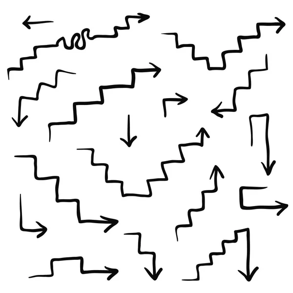 Grande serie di frecce vettoriali disegnate a mano scale — Vettoriale Stock