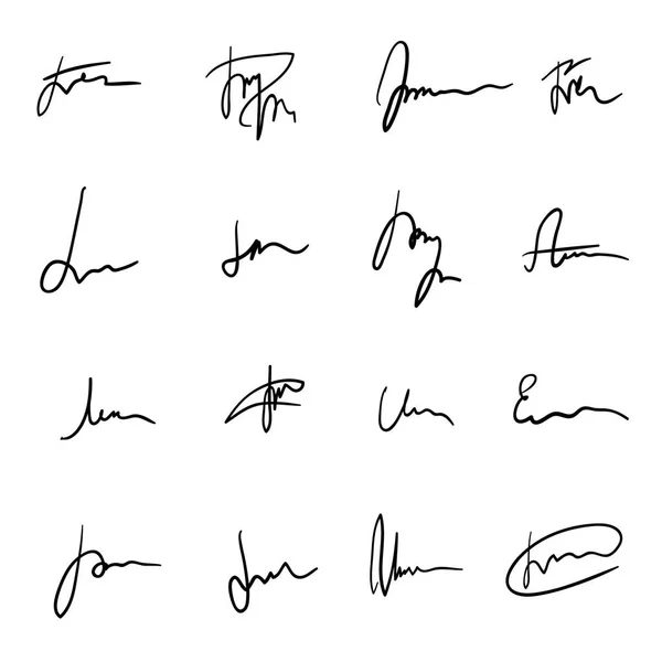 Conjunto de assinaturas esparsas desenhadas à mão preta — Vetor de Stock