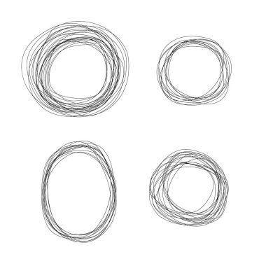 Vektör yarım yamalak karalama çizgi çember çerçeve kümesi