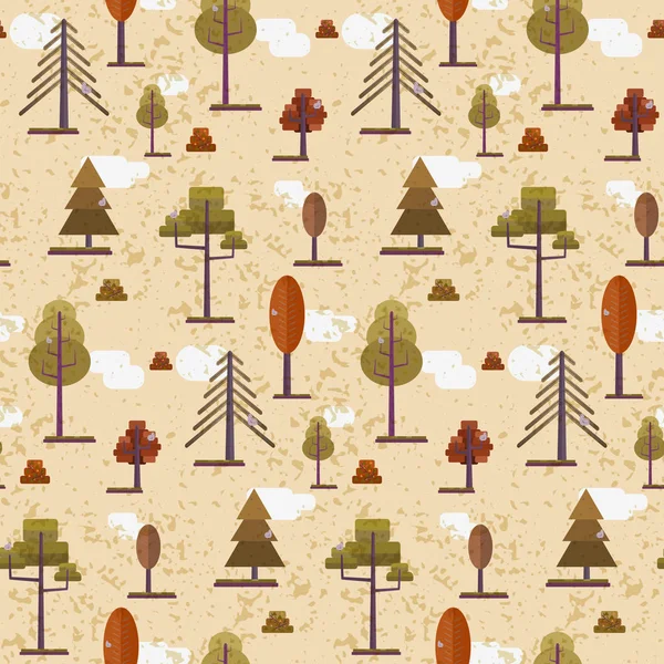 Niedlich flach orange Herbst Wald Bäume Muster — Stockvektor