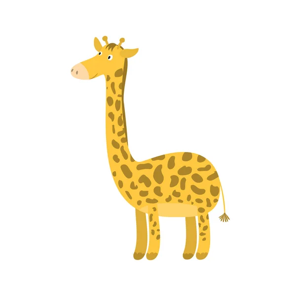 Roztomilý kreslený oranžové dlouhý krk s úsměvem žirafa — Stockový vektor