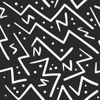 Soyut siyah zig zag nokta desenli beyaz