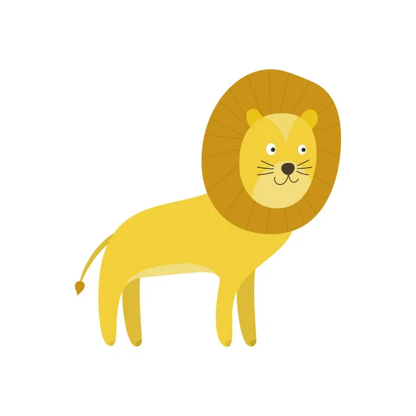 Niedlichen Cartoon lächelnden gelben Löwen Charakter — Stockvektor