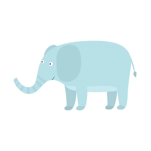 Cute cartoon blue elephant with big ears — Stock Vector