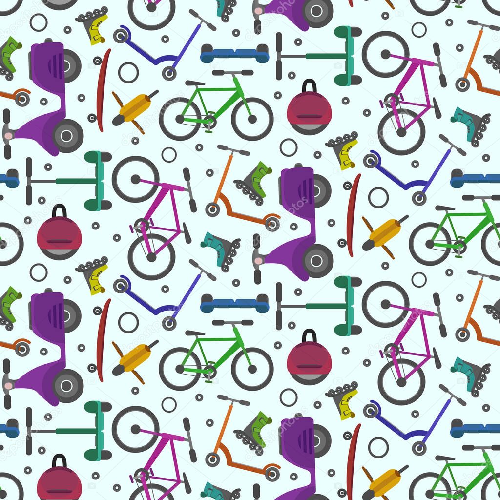 Colorful pattern with city teenager transport