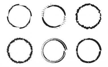 Yuvarlak kare siyah grunge daireler kümesi