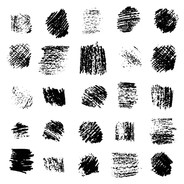 Set of black grunge scratched square textures — Stock Vector