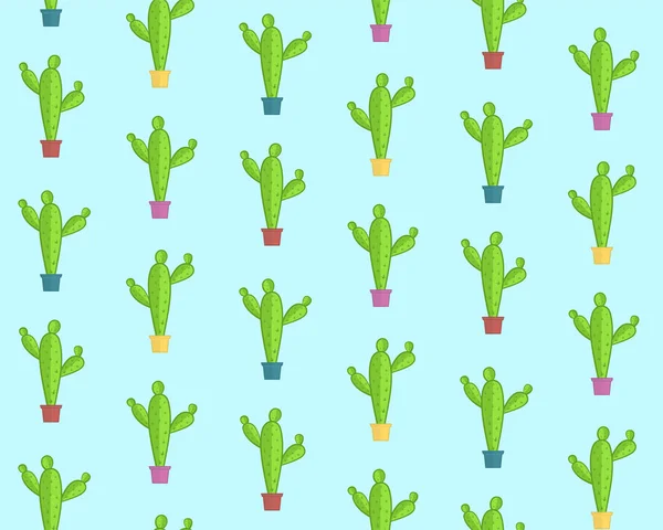 Schattige cartoon patroon met kleurrijke cactussen — Stockvector