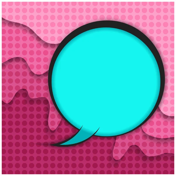 Blue comic bubble on pink paper cut background — Stock Vector