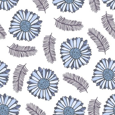 Çiçek desenli mavi renkler.