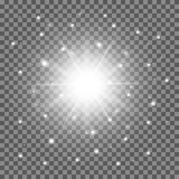 Étoile blanche brillante avec points scintillants — Image vectorielle