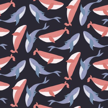 Mercan ve mavi balinaların yumuşak koyu desenleri.