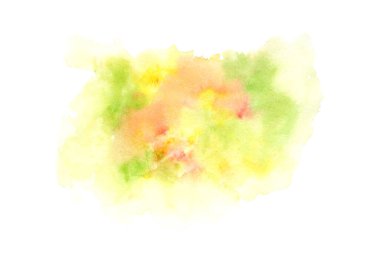 Bright expressive green and orange watercolor blob