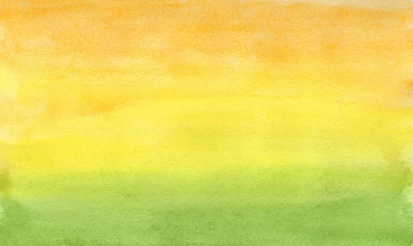 Horizontal gradient orange to green watercolor art — Stok fotoğraf