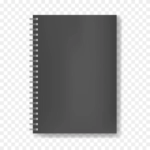 Mockup de notebook preto realista em espiral — Vetor de Stock