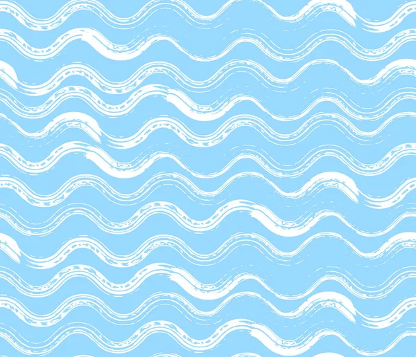 蓝色和白色图案，波浪形的画笔笔划 — 图库矢量图片