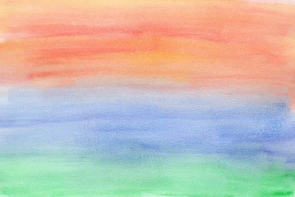 Nature gradient green, blue and orange watercolor — Stock Photo, Image
