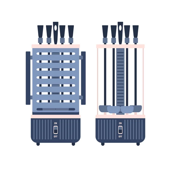 Вертикальный домашний гриль барбекю, кухонный шашлык — стоковый вектор